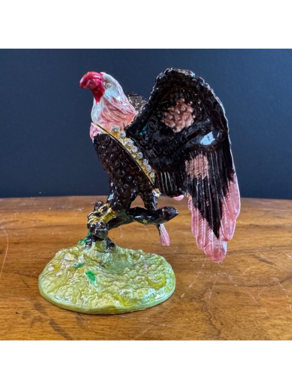 Majesty Release No. 20 Decorative Eagle Trinket Box With Rhinestones & Hinged Li - Picture 2 of 13